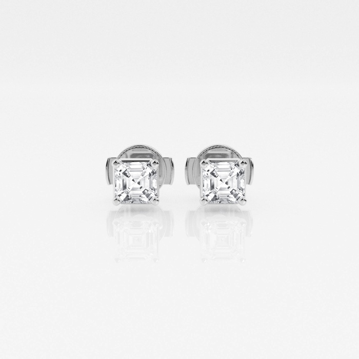 Additional Image 3 for  1 ctw Asscher Lab Grown Diamond Solitaire Stud Earrings