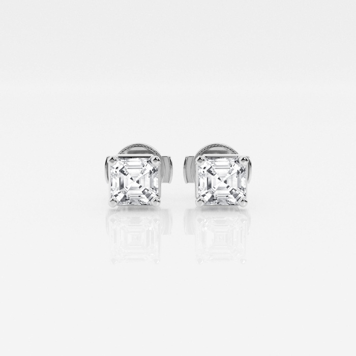 Additional Image 3 for  1 1/2 ctw Asscher Lab Grown Diamond Solitaire Stud Earrings