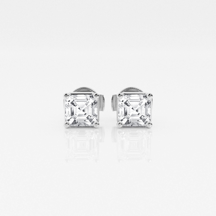 Additional Image 3 for  2 ctw Asscher Lab Grown Diamond Solitaire Stud Earrings