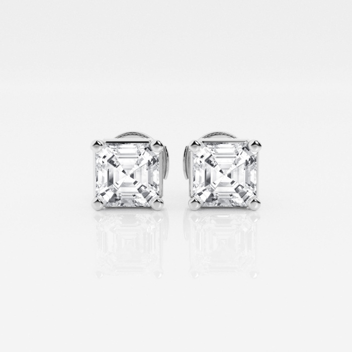 Additional Image 3 for  3 ctw Asscher Lab Grown Diamond Solitaire Stud Earrings