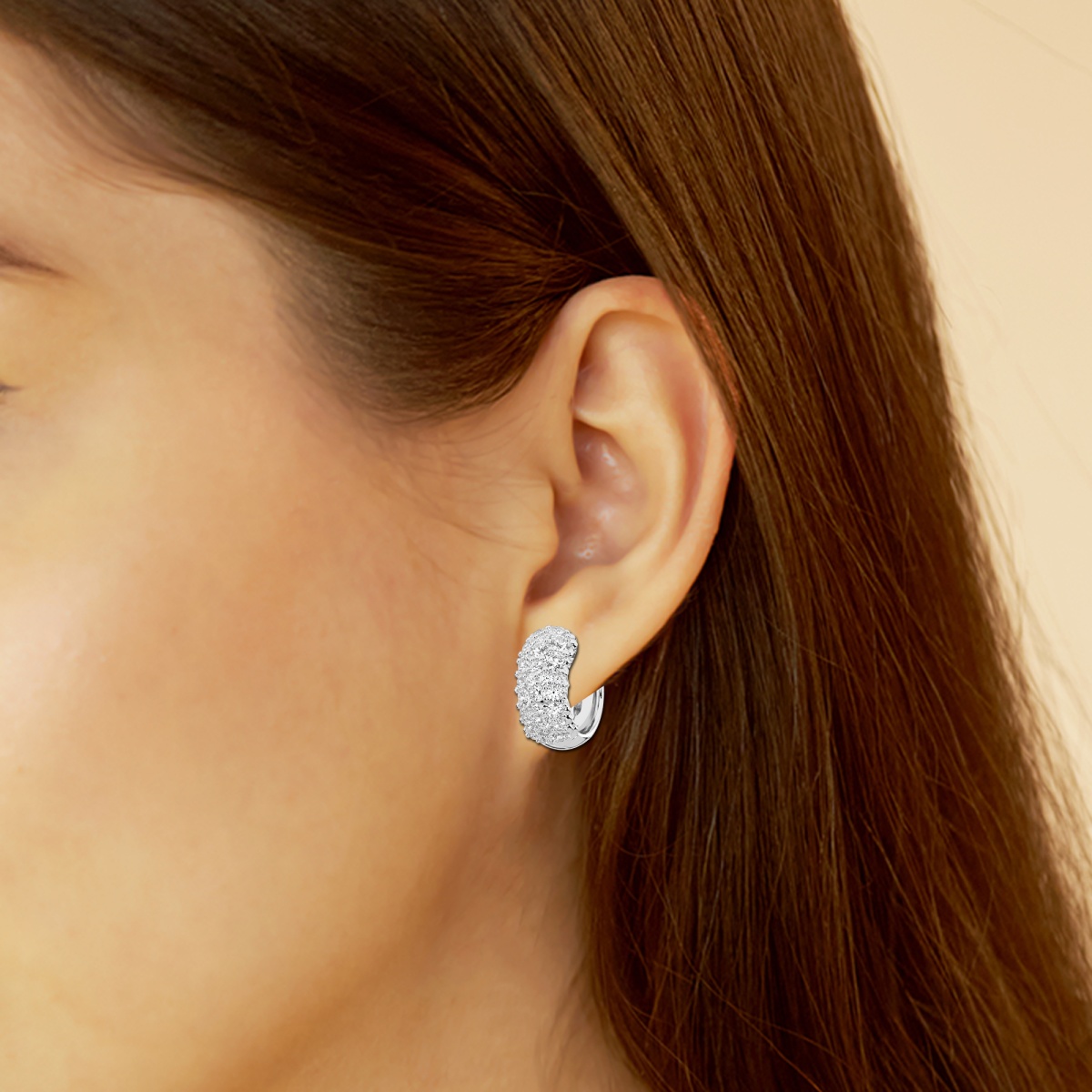 Additional Image 2 for  2 ctw Round Lab Grown Diamond Cluster Huggie Hoop Earrings
