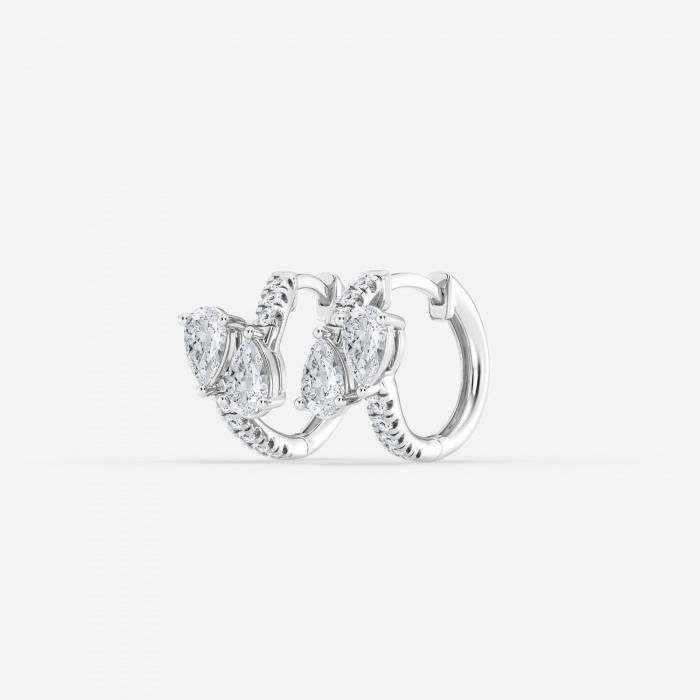 Additional Image 1 for  1 1/2 ctw Pear Lab Grown Diamond Bypass Huggie Hoop Earrings