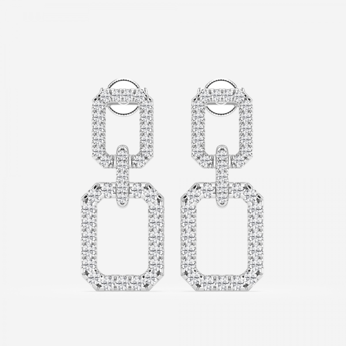 Additional Image 2 for  2 ctw Round Lab Grown Diamond Double Rectangle Drop Earrings