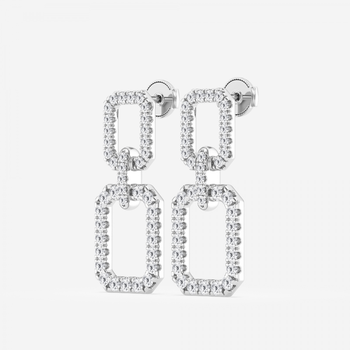 Additional Image 1 for  2 ctw Round Lab Grown Diamond Double Rectangle Drop Earrings