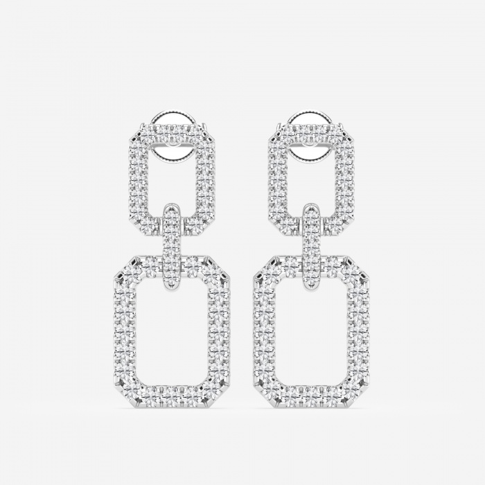 Additional Image 2 for  2 ctw Round Lab Grown Diamond Double Rectangle Drop Earrings