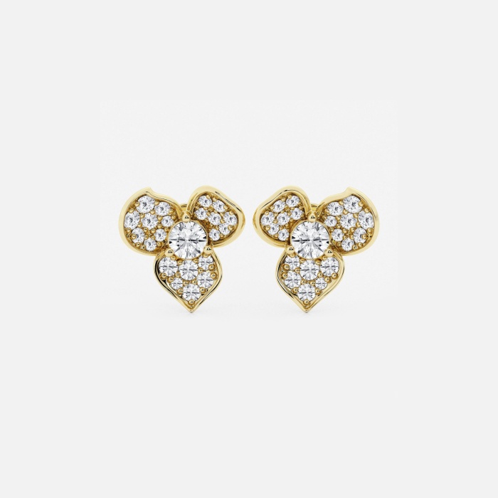 Round Pave Flower Fashion Earrings