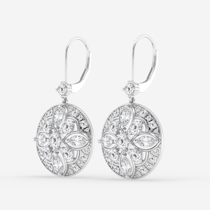 Additional Image 1 for  2 1/2 ctw Round and Marquise Lab Grown Diamond Vintage Fashion Earrings