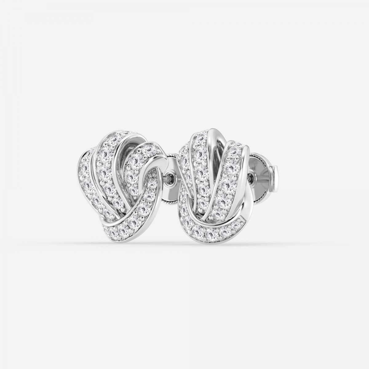 Additional Image 1 for  1 1/2 ctw Round Lab Grown Diamond Pave Knot Stud Earrings
