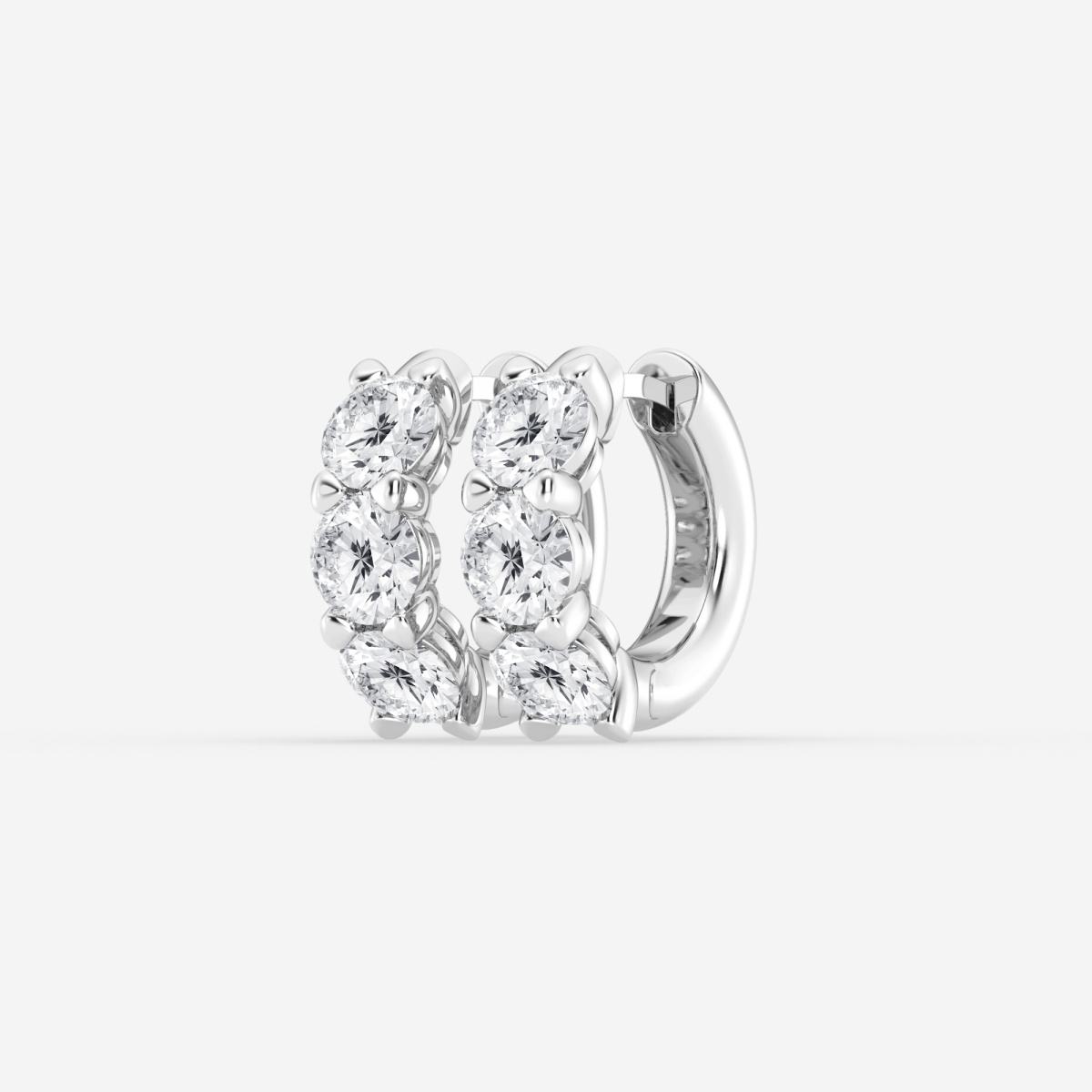 3 ctw Round Lab Grown Diamond Huggie Hoop Earrings - Grownbrilliance