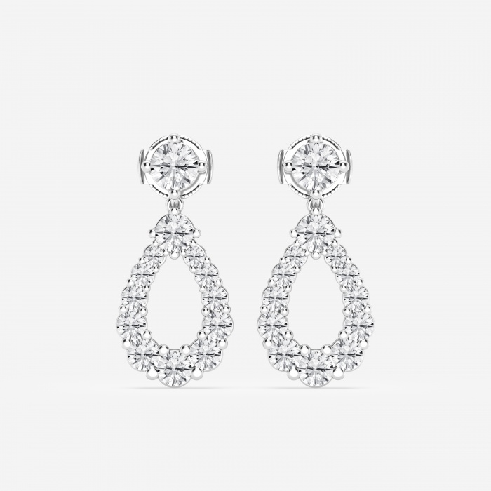 3 1/2 ctw Round Lab Grown Diamond Graduated Shared Prong Drop Earrings ...