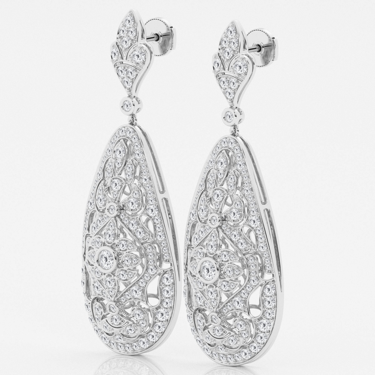 Additional Image 1 for  5 ctw Round Lab Grown Diamond Filigree Vintage Inspired Fashion Earrings