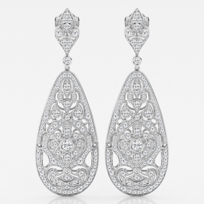Additional Image 2 for  5 ctw Round Lab Grown Diamond Filigree Vintage Inspired Fashion Earrings