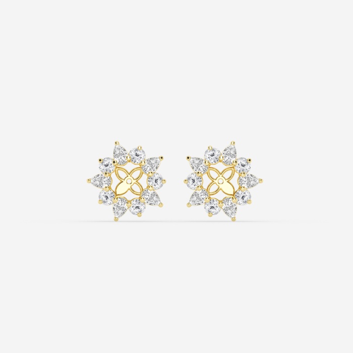 3/4 ctw Round and Pear Lab Grown Diamond Alternating Halo Earring Jackets