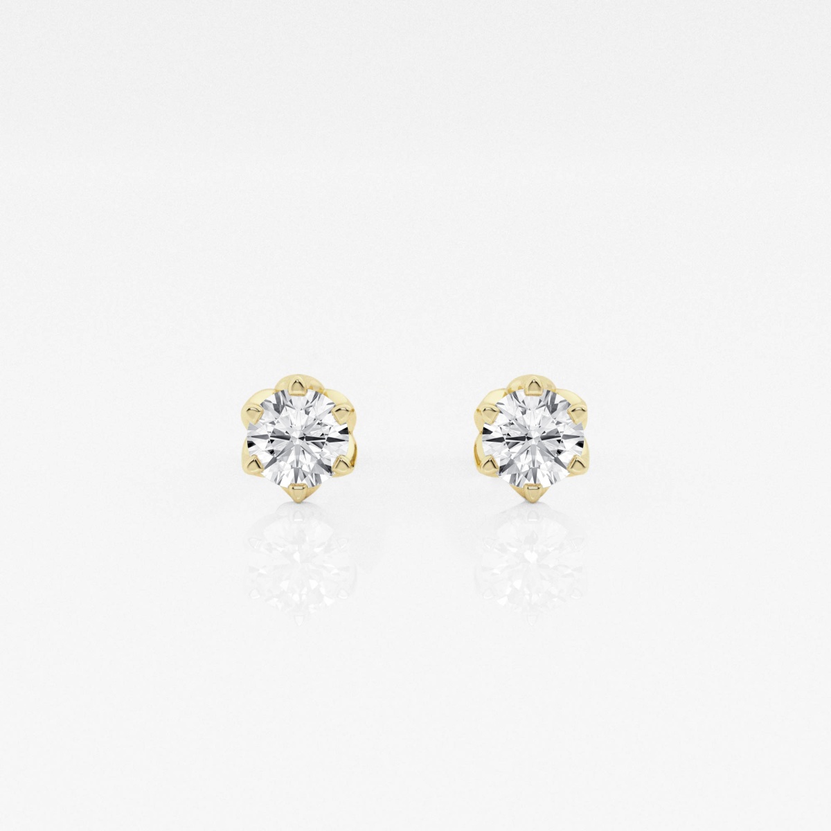 product video for 1/2 ctw Round Lab Grown Diamond Six Prong Flower Petal Solitaire Stud Earrings