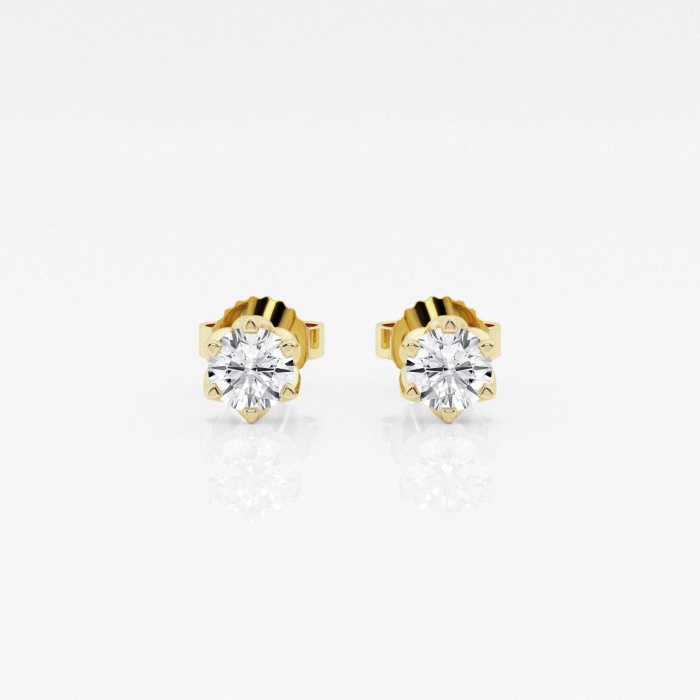 Additional Image 2 for  1/2 ctw Round Lab Grown Diamond Six Prong Flower Petal Solitaire Stud Earrings