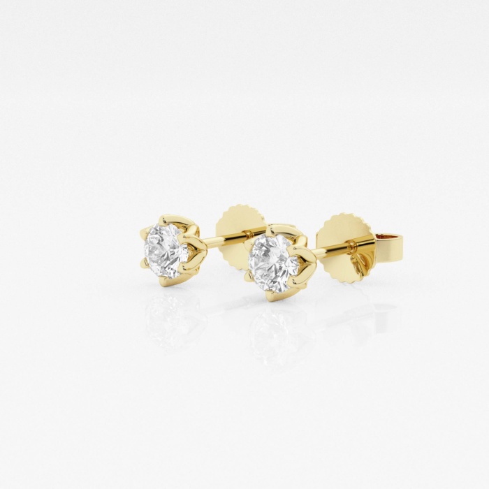 Additional Image 1 for  1/2 ctw Round Lab Grown Diamond Six Prong Flower Petal Solitaire Stud Earrings