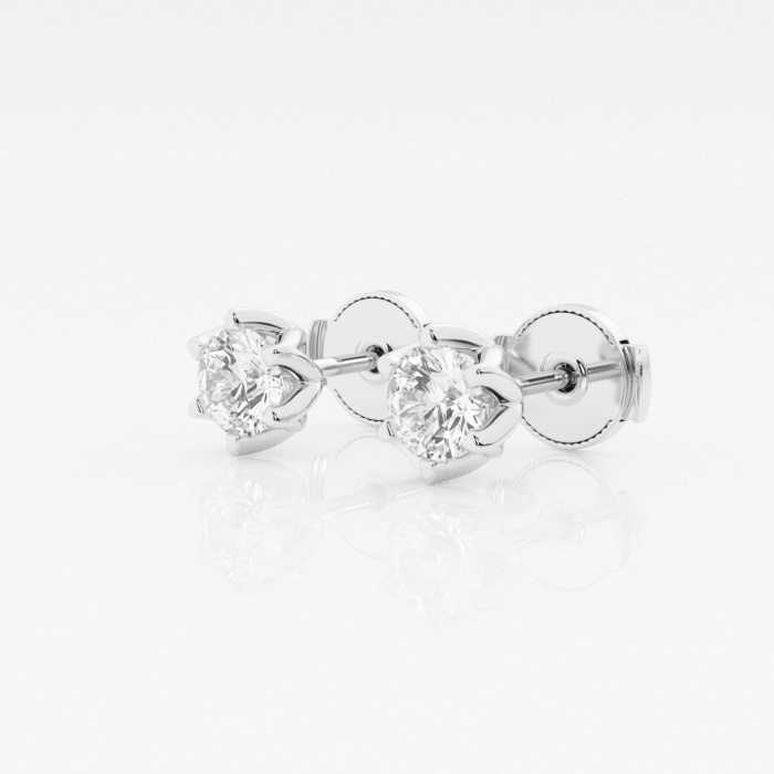 1 ctw Round Lab Grown Diamond 6-Prong Flower Petal Solitaire Stud Earrings