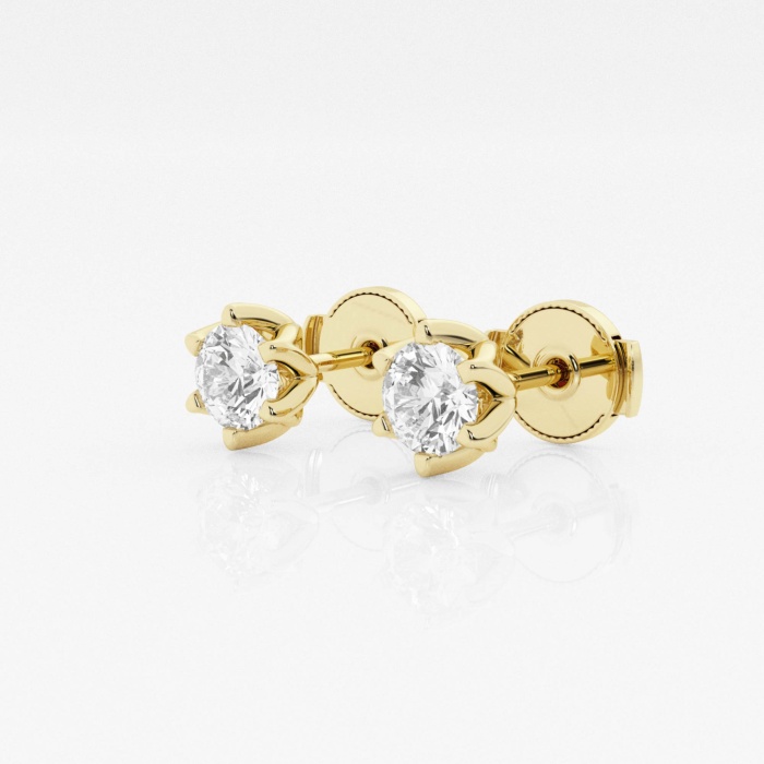 Additional Image 1 for  1 ctw Round Lab Grown Diamond Six Prong Flower Petal Solitaire Stud Earrings