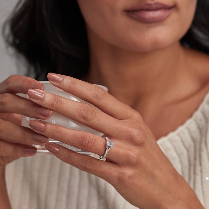 Additional Image 3 for  1 ctw Emerald Lab Grown Diamond Split Shank Engagement Ring
