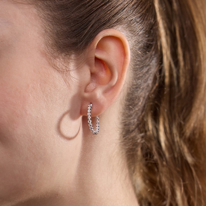 1 ctw Round Lab Grown Diamond Inside Out Floating Hoop Earrings