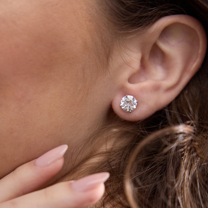 1 ctw Round Colorless (E) Lab Grown Diamond Stud Earrings 14K White Gold E+, VS1+