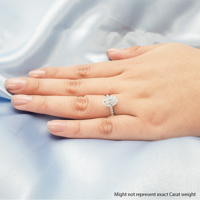 2 1/2 ctw Oval Lab Grown Diamond Hidden Halo Engagement Ring