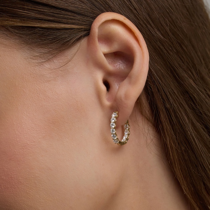 Additional Image 3 for  2 ctw Round Lab Grown Diamond Oval-Shaped Inside Out Hoop Earrings
