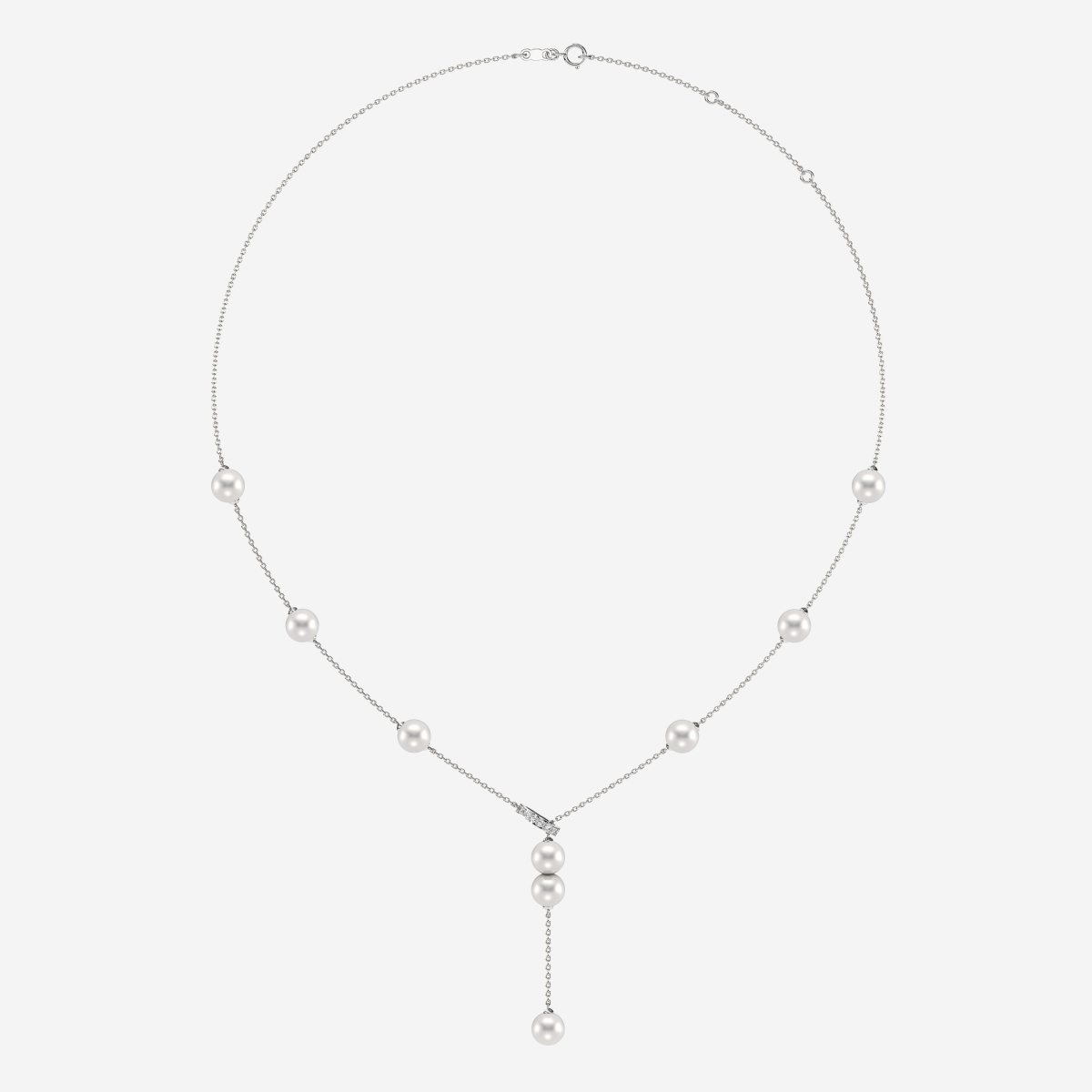Additional Image 1 for  6.5 - 7.0 mm Cultured Freshwater Pearl and 1/8 ctw Lab Grown Diamond Lariat Fashion Necklace