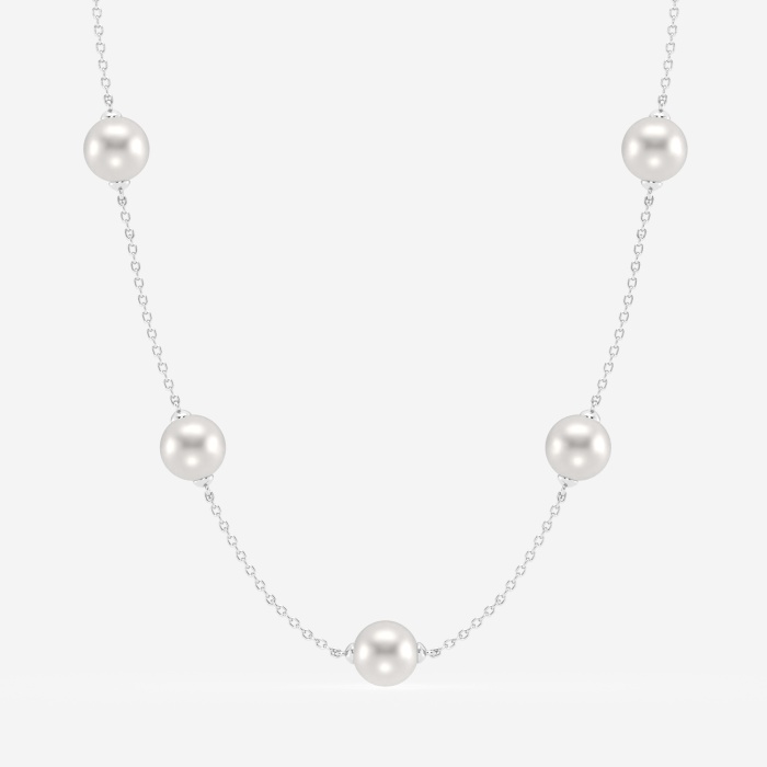 5.5 - 6.0 mm  Cultured Freshwater Pearl Station Fashion Necklace