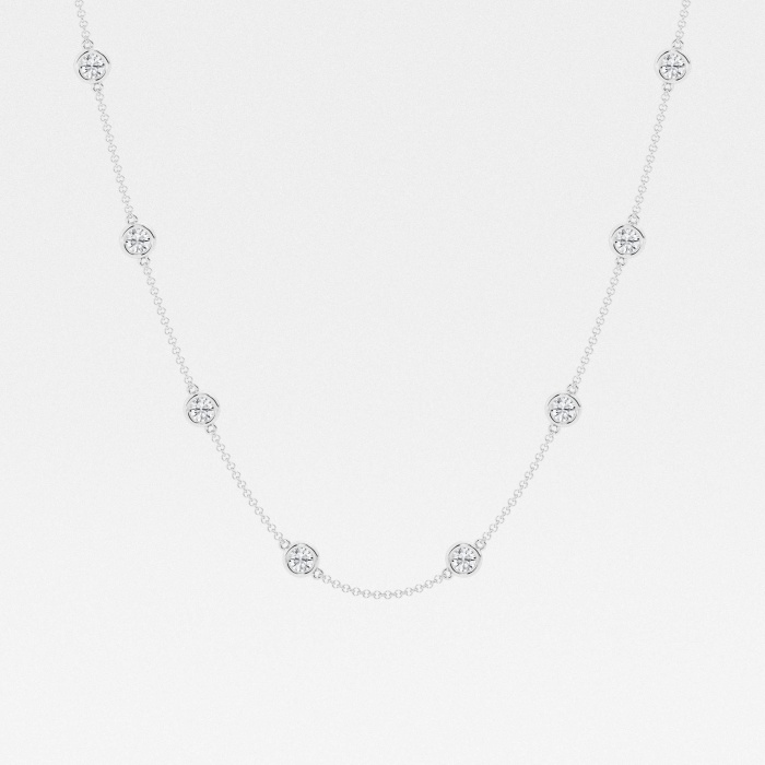 modische Station-Halskette mit rundem Lab-Grown-Diamant von 3 ctw