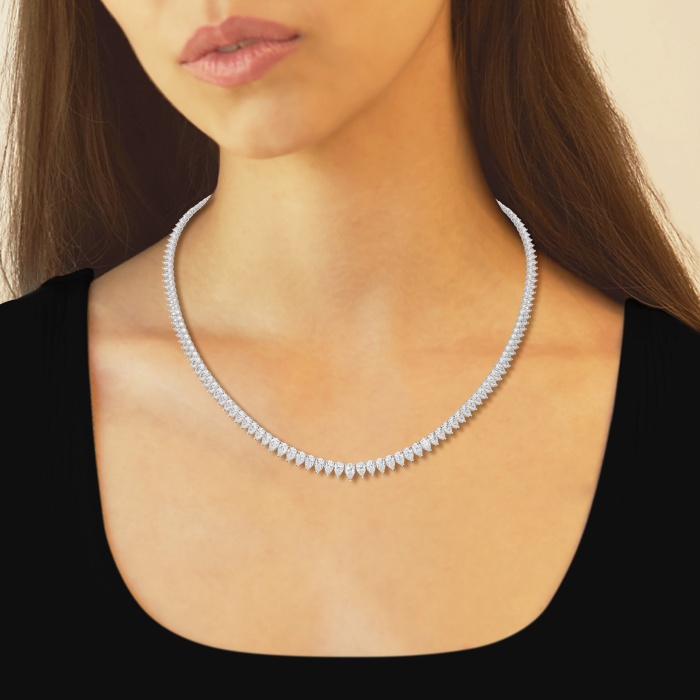 Additional Image 3 for  16 1/2 ctw Pear Lab Grown Diamond Graduated Tennis Necklace