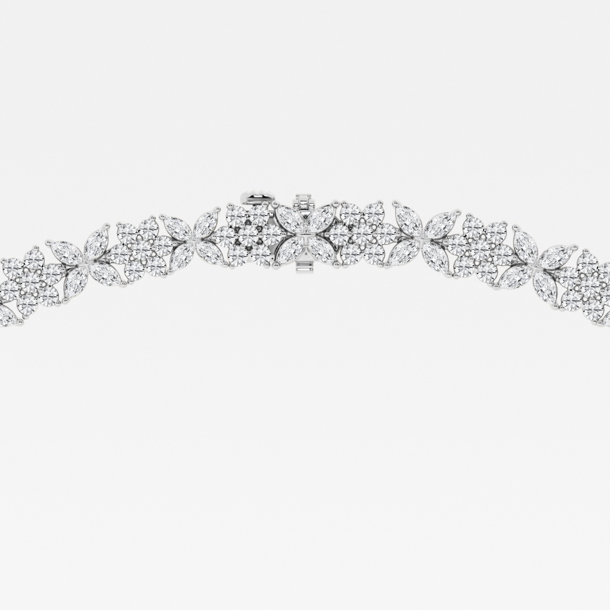 Additional Image 2 for  20 ctw Marquise Lab Grown Diamond Floral Tennis Necklace