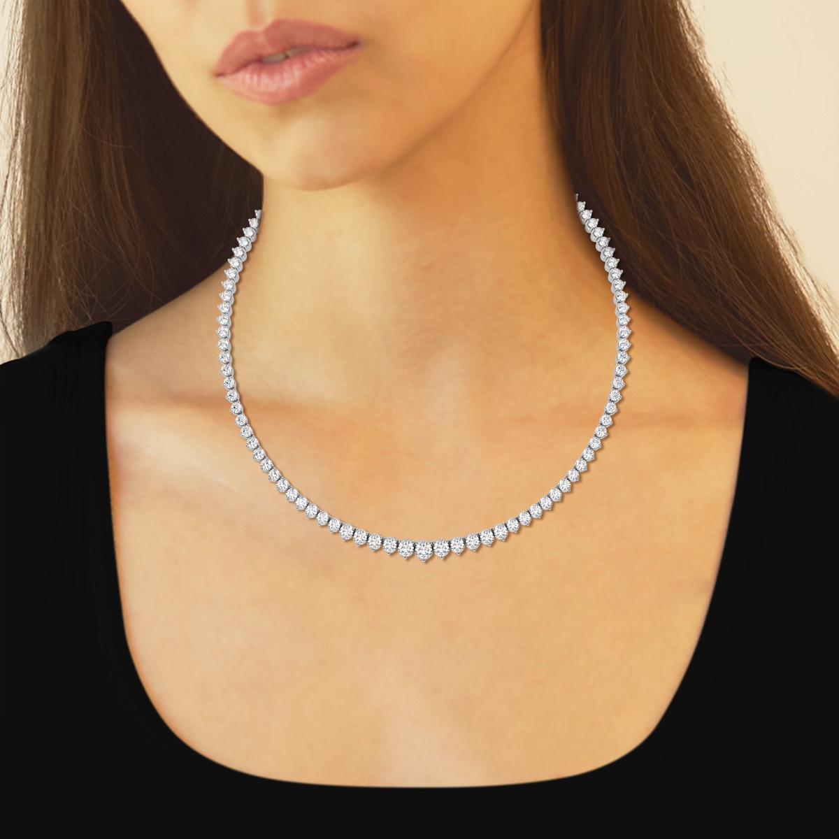Additional Image 3 for  20 ctw Round Lab Grown Diamond Graduated Riviera Necklace