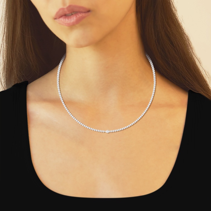 Additional Image 3 for  3 ctw Pear Lab Grown Diamond Single Station Tennis Necklace