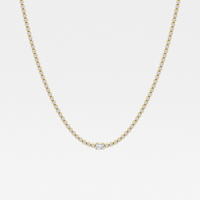 7 ctw Emerald Lab Grown Diamond Single Station Tennis Necklace