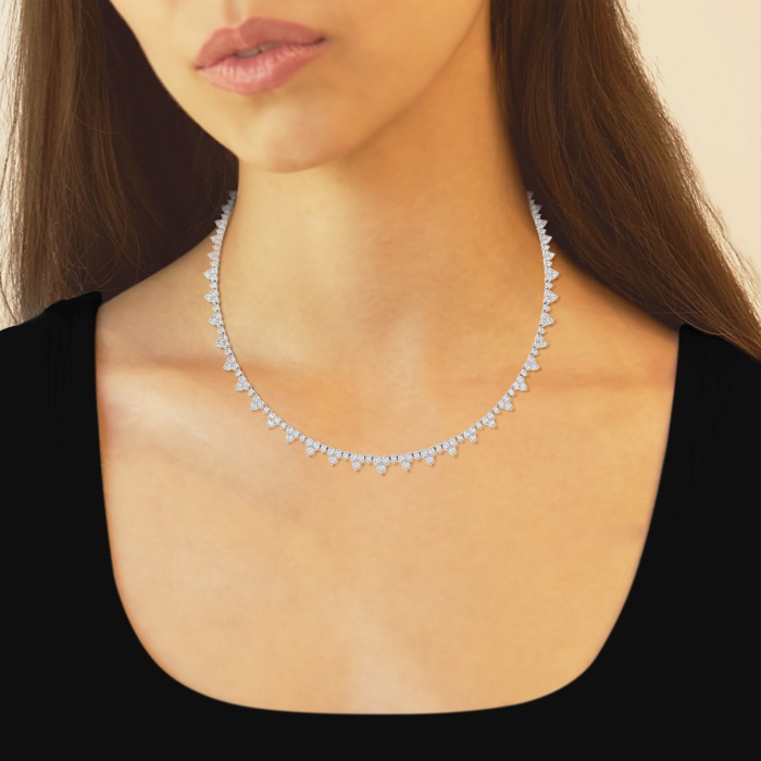 Additional Image 3 for  11 1/3 ctw Round Lab Grown Diamond Graduated Bib Fashion Necklace