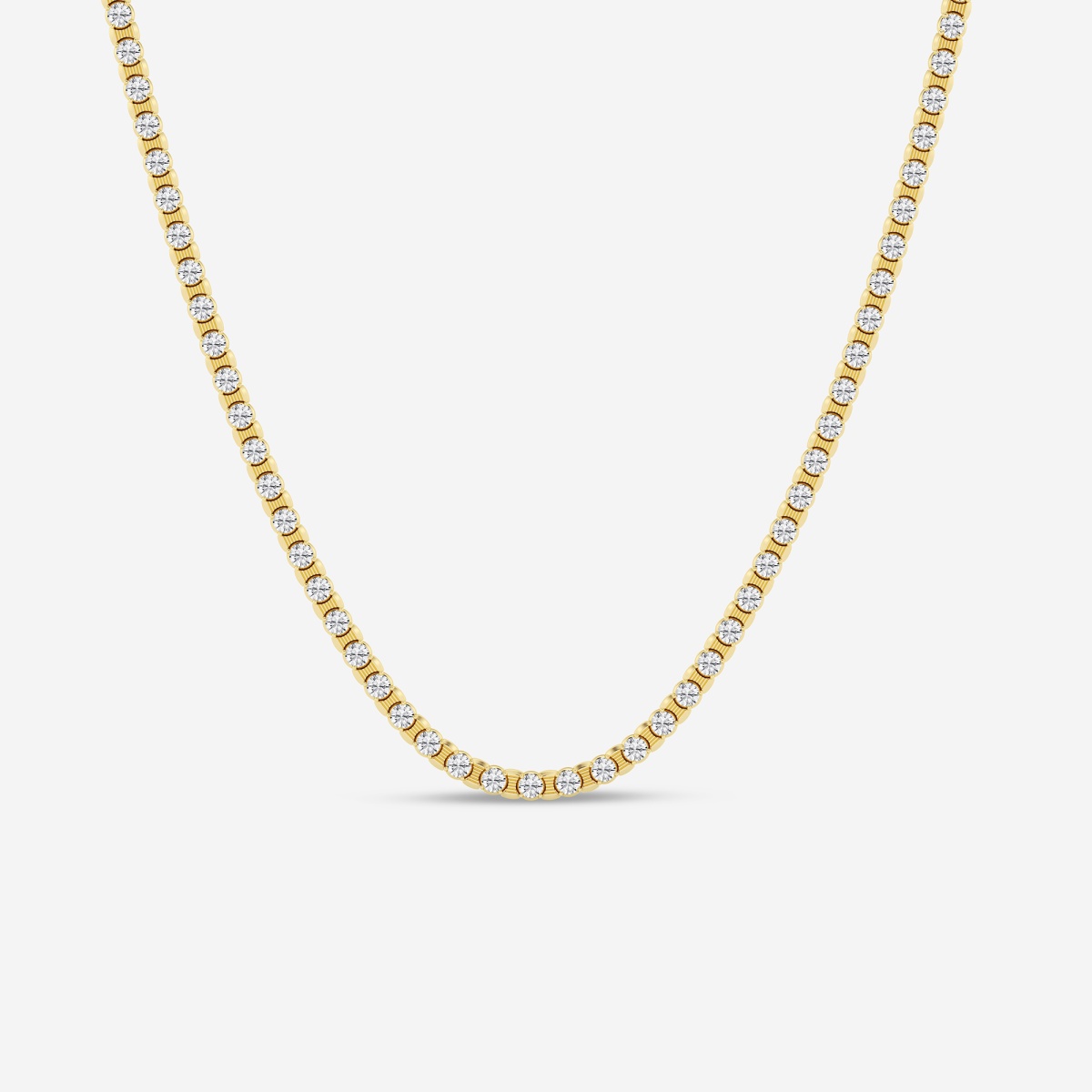 15 ctw Round Lab Grown Diamond Tennis Necklace 14K Yellow