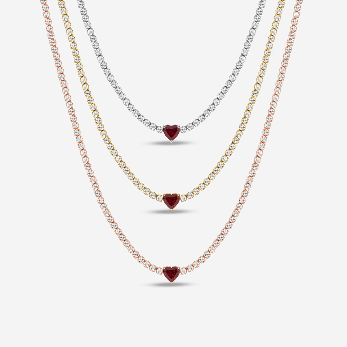 Additional Image 4 for  5.9 mm Heart Shaped Created Ruby and 6 5/8 ctw Round Lab Grown Diamond Fashion Necklace