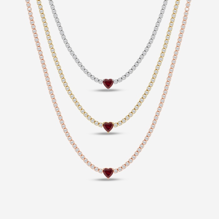 Additional Image 4 for  5.9 mm Heart Shaped Created Ruby and 6 5/8 ctw Round Lab Grown Diamond Fashion Necklace