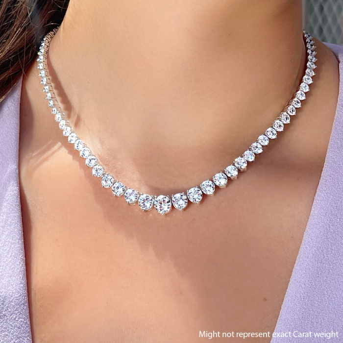Additional Image 3 for  38 3/4 ctw Round Lab Grown Diamond Graduated Riviera Fashion Necklace