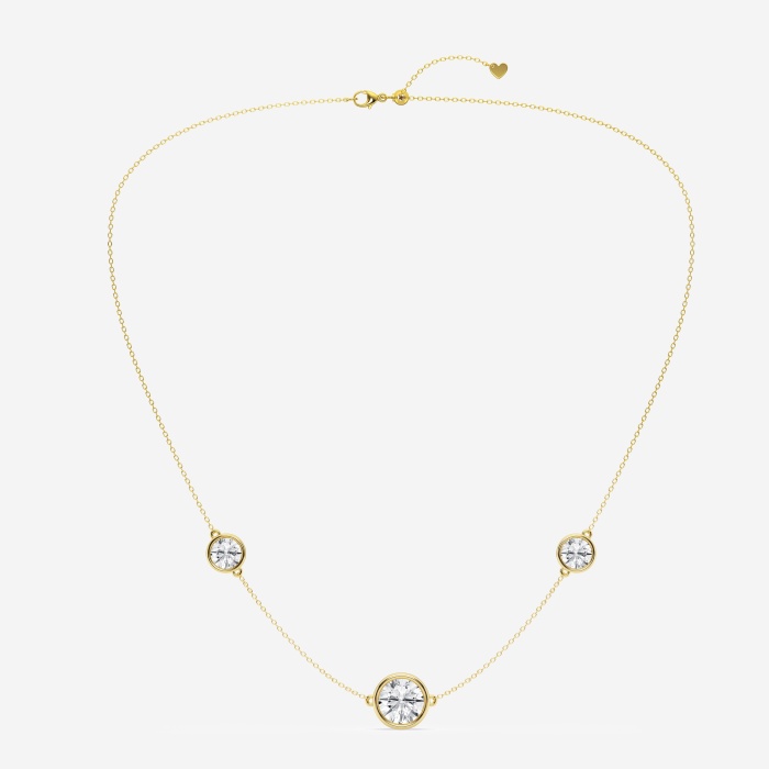 Design ID 1767 - 5 ctw Lab Grown Diamond Round Shape 3 Stone Truly Custom Necklace