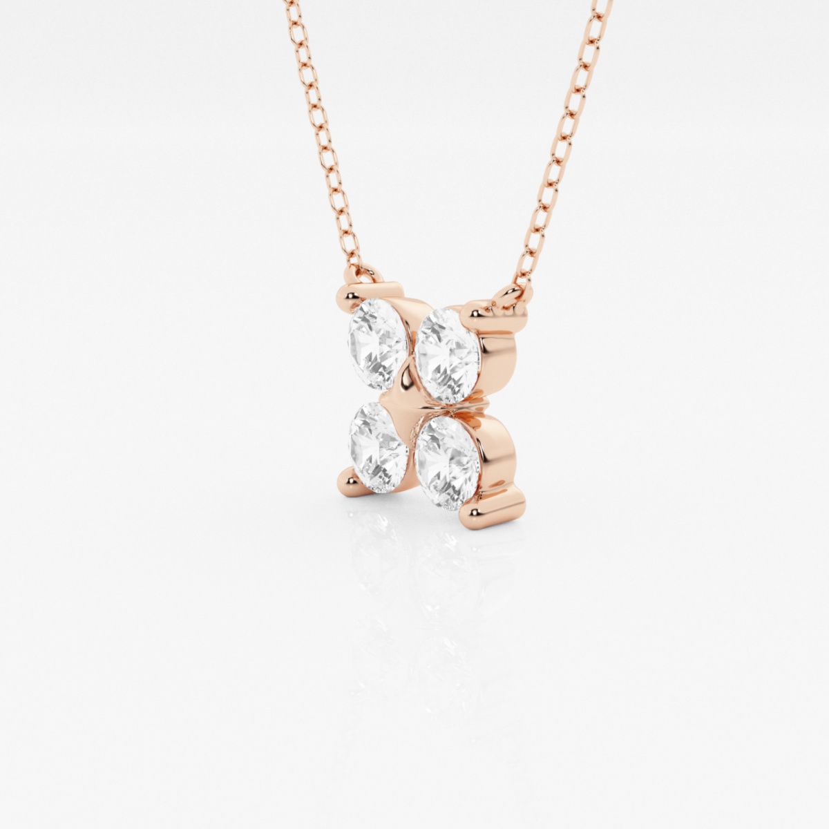 1 ctw Round Lab Grown Diamond Four Stone Fashion Pendant with Adjustable Chain