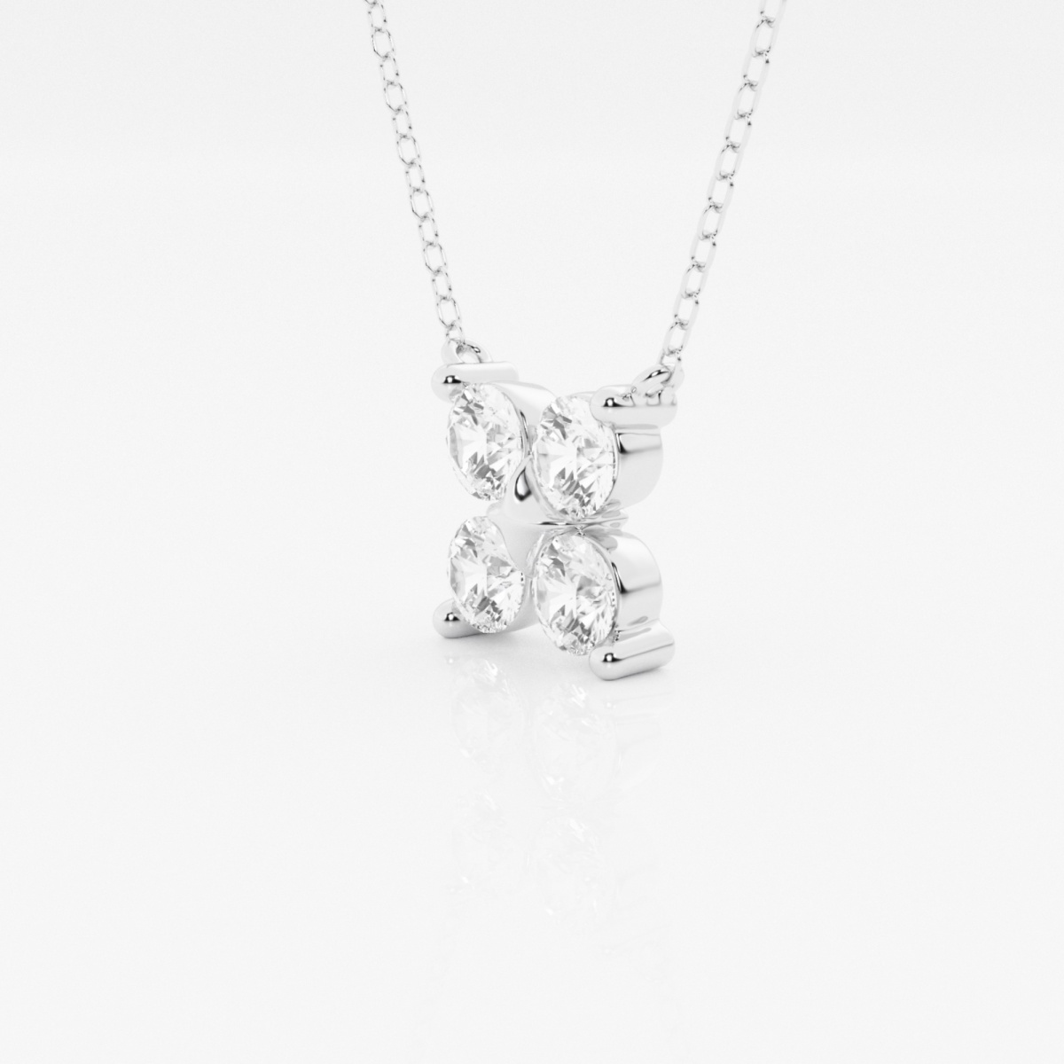 1 ctw Round Lab Grown Diamond Four Stone Fashion Pendant with Adjustable Chain
