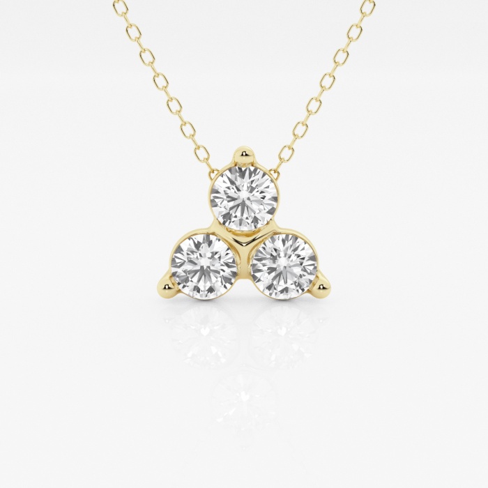 1 ctw Round Lab Grown Diamond Three Stone Fashion Pendant with Adjustable Chain