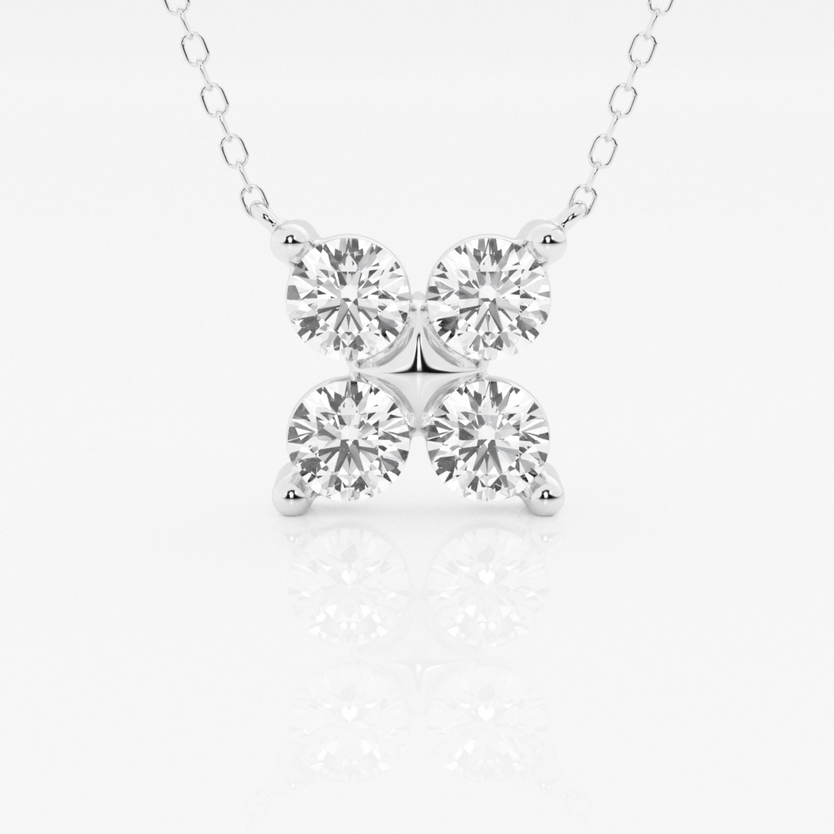 1 1/2 ctw Round Lab Grown Diamond Four Stone Fashion Pendant with Adjustable Chain