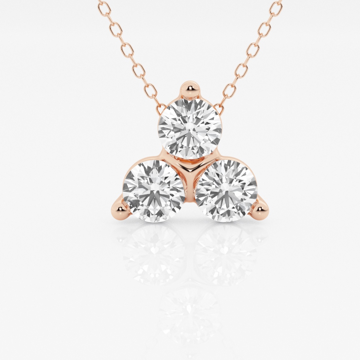 1 1/2 ctw Round Lab Grown Diamond Three Stone Fashion Pendant with Adjustable Chain