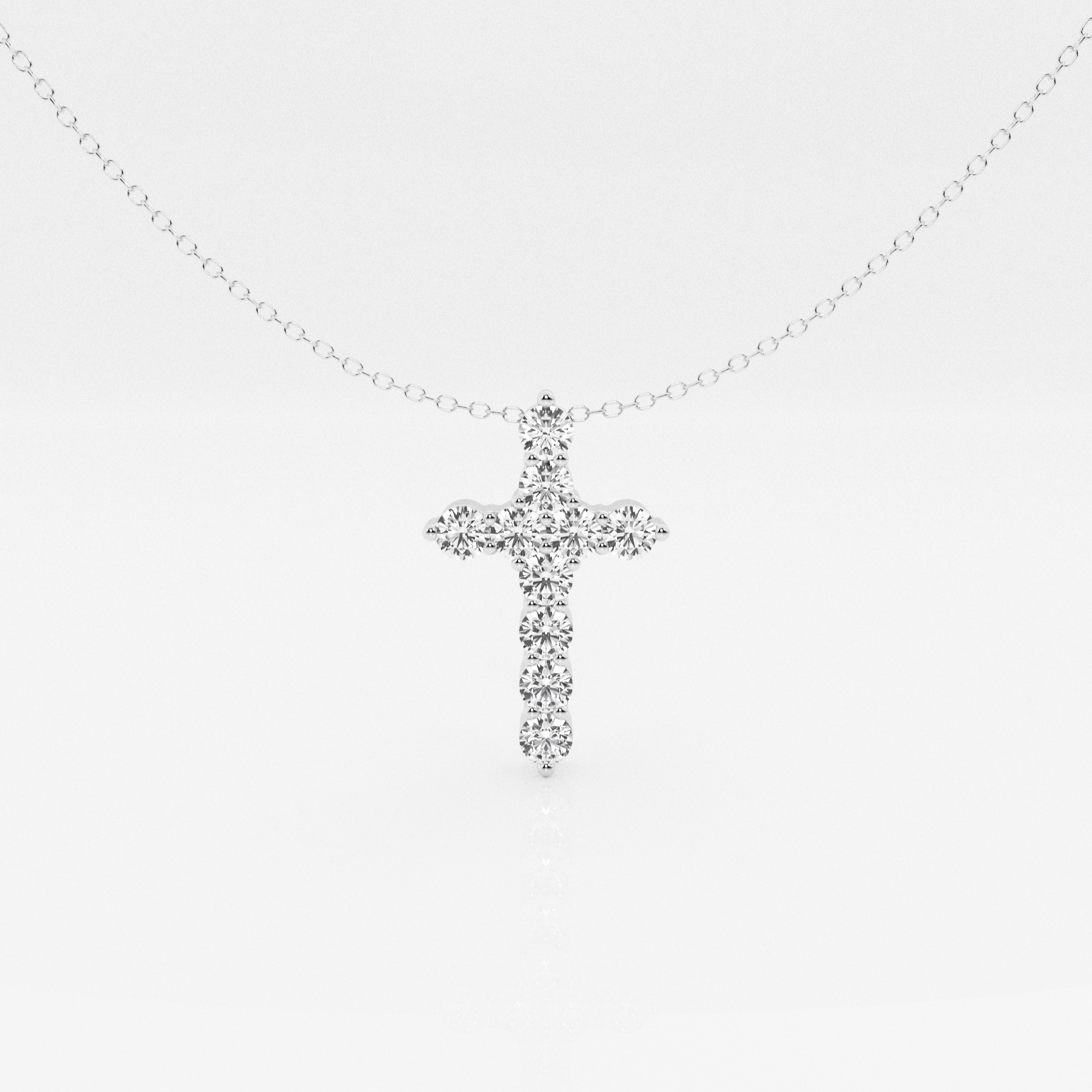 1 ctw Round Lab Grown Diamond Cross Pendant with Adjustable Chain ...