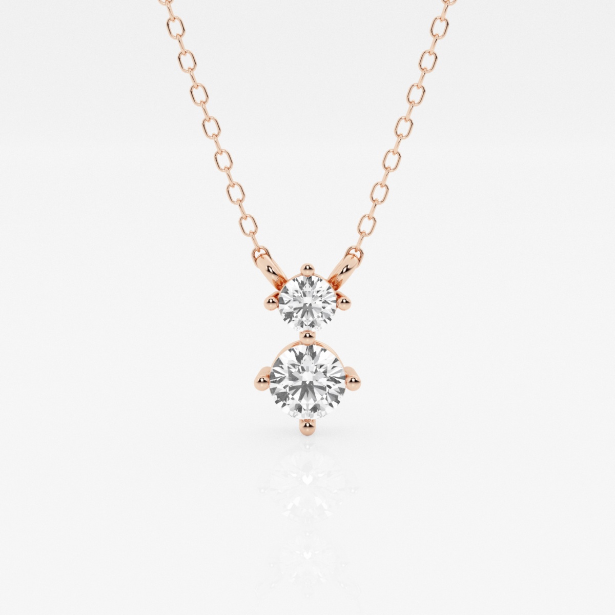 1 ctw Round Lab Grown Diamond Two Stone Fashion Pendant with Adjustable Chain