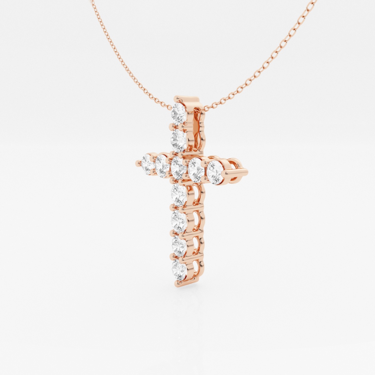 Additional Image 1 for  3 ctw Round Lab Grown Diamond Cross Pendant with Adjustable Chain