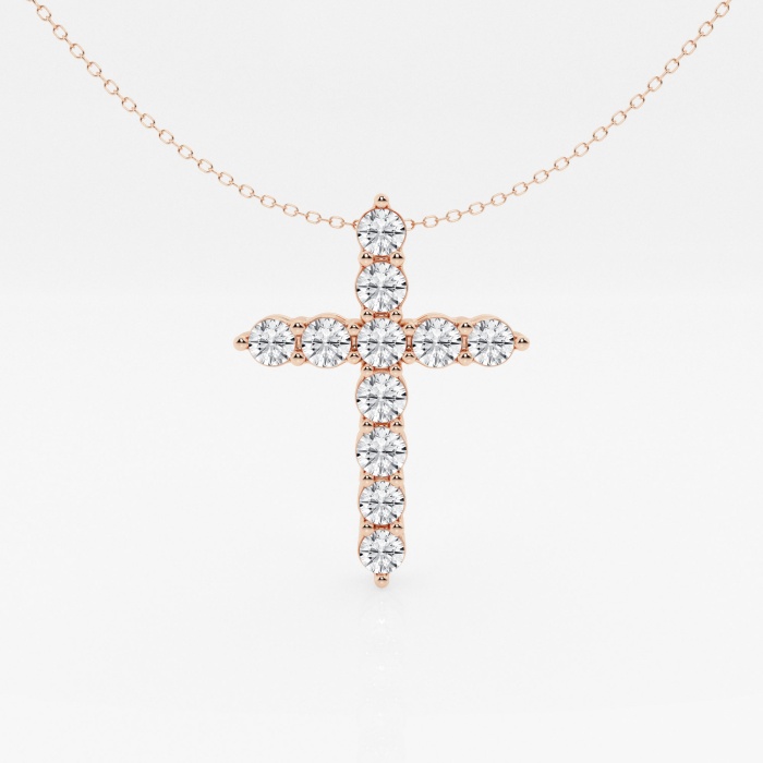 3 ctw Round Lab Grown Diamond Cross Pendant with Adjustable Chain